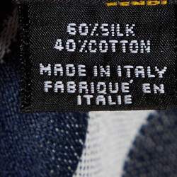 Fendi Navy Blue Logo Jacquard Stole 
