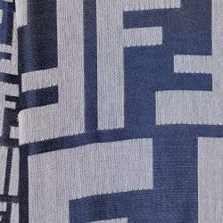 Fendi Navy Blue Logo Jacquard Stole 