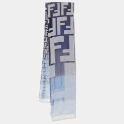 Fendi Navy Blue Logo Jacquard Stole 