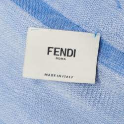 Pre Owned Fendi Blue FF Logo Modal & Cotton Scarf