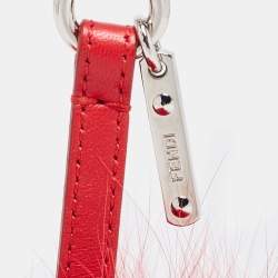 Fendi Red/Green Fox Fur Alphabet Pom-Pom Bag Charm