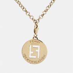 Pre Owned Fendi FF Identification Charm Gold Tone Chain Link Bracelet