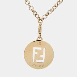 Pre Owned Fendi FF Identification Charm Gold Tone Chain Link Bracelet