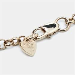 Pre Owned Fendi FF Identification Charm Gold Tone Chain Link Bracelet