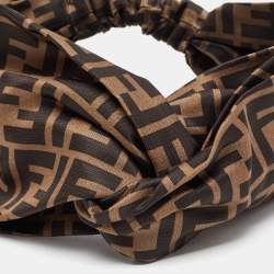 Fendi Brown Zucca Monogram Silk Knotted Head Band
