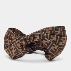 Fendi Brown Zucca Monogram Silk Knotted Head Band