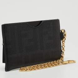Fendi Black/Gold FF Logo Pocket Mirror