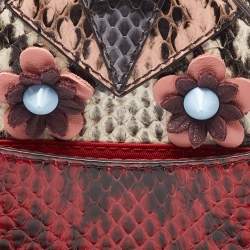 Pre Owned Fendi Multicolor Watersnake Leather and Fur Micro Monster Backpack Bag Charm
