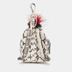 Pre Owned Fendi Multicolor Watersnake Leather and Fur Micro Monster Backpack Bag Charm