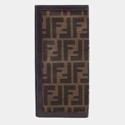 Pre Owned Fendi Tobacco Zucca Canvas and Leather Bifold Passport Organizer