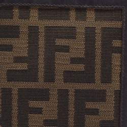 Pre Owned Fendi Tobacco Zucca Canvas and Leather Bifold Passport Organizer
