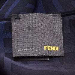 Fendi Navy Blue/Black Zucca Silk Chiffon Scarf