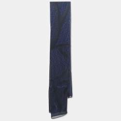 Fendi Navy Blue/Black Zucca Silk Chiffon Scarf