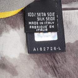 Fendi White/Grey Zucca Zebra Print Silk Chiffon Scarf