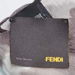 Fendi White/Grey Zucca Zebra Print Silk Chiffon Scarf