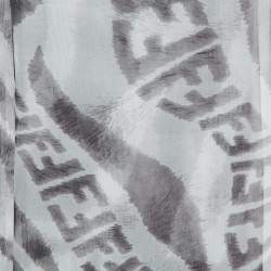 Fendi White/Grey Zucca Zebra Print Silk Chiffon Scarf