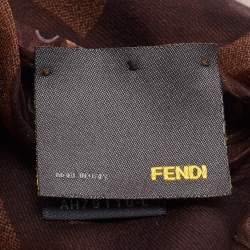 Fendi Brown Zucca Buckle Print Silk Chiffon Scarf