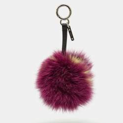 Pre Owned Fendi Purple Fox Fur Alphabet 'I' Bag Charm