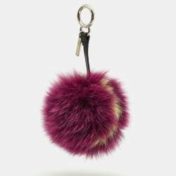 Pre Owned Fendi Purple Fox Fur Alphabet 'I' Bag Charm