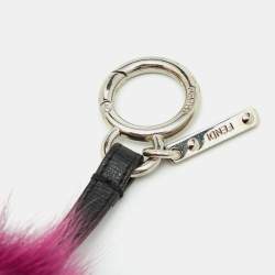 Pre Owned Fendi Purple Fox Fur Alphabet 'I' Bag Charm
