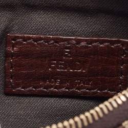 Pre Owned Fendi Beige Zucchino Fabric Key Chain Pouch