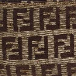 Pre Owned Fendi Beige Zucchino Fabric Key Chain Pouch