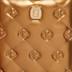 Pre Owned Fendi Gold Embossed Leather Fendilicious Phone Cover