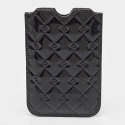 Pre Owned Fendi Black Embossed Patent Leather Fendilicious Phone Cover