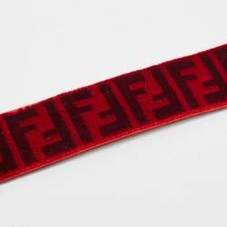 Pre Owned Fendi Red/Burgundy Zucca Velvet Strap You Shoulder Bag Strap