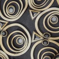 Fendi Dark Grey Touch of Fur Printed Silk & Wool Scarf