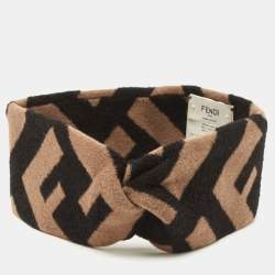 Fendi Brown Zucca Wool Blend Head Band One Size