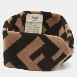 Fendi Brown Zucca Wool Blend Head Band One Size