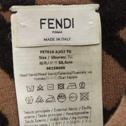 Fendi Brown Zucca Wool Blend Head Band One Size