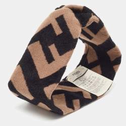 Fendi Brown Zucca Wool Blend Head Band One Size