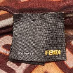 Pre Owned Fendi Multicolor All-Over Logo Print Silk Chiffon Scarf
