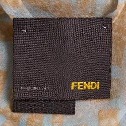 Pre Owned Fendi Light Blue Zucca Print Silk Chiffon Scarf
