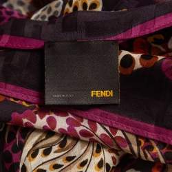 Pre Owned Fendi Purple Floral Print Silk Chiffon Scarf