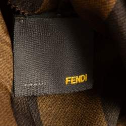 Fendi Brown Pequin Stripe Silk Chiffon Scarf