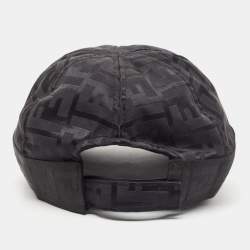 Pre Owned Fendi Black FF Patterned Nylon Blend Cap L