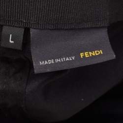 Pre Owned Fendi Black FF Patterned Nylon Blend Cap L