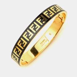 Fendi FF Enamel Gold Tone Bracelet S
