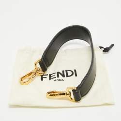 Pre Owned Fendi Black Leather Mini Bag Strap