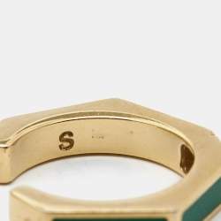 Fendi Baguette Enamel Gold Tone Ring Size 52
