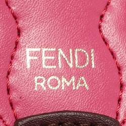 Pre Owned Fendi Burgundy/Pink Pearl Embellished Leather Mini Strap You Shoulder Bag Strap