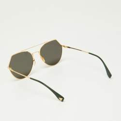 Pre Owned Fendi Gold Tone/Grey Mirrored FF0194/S Geometric Sunglasses