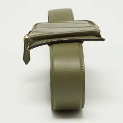 Pre Owned Fendi Olive Green Leather Cell Pocket Bag Strap
