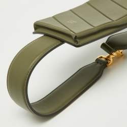 Pre Owned Fendi Olive Green Leather Cell Pocket Bag Strap