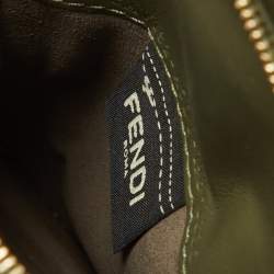 Pre Owned Fendi Olive Green Leather Cell Pocket Bag Strap
