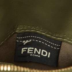Pre Owned Fendi Olive Green Leather Cell Pocket Bag Strap