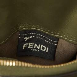 Pre Owned Fendi Olive Green Leather Cell Pocket Bag Strap